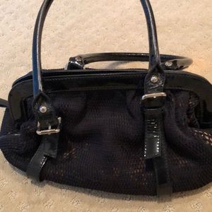 Dolce and Gabbana crochet, patent leather handbag